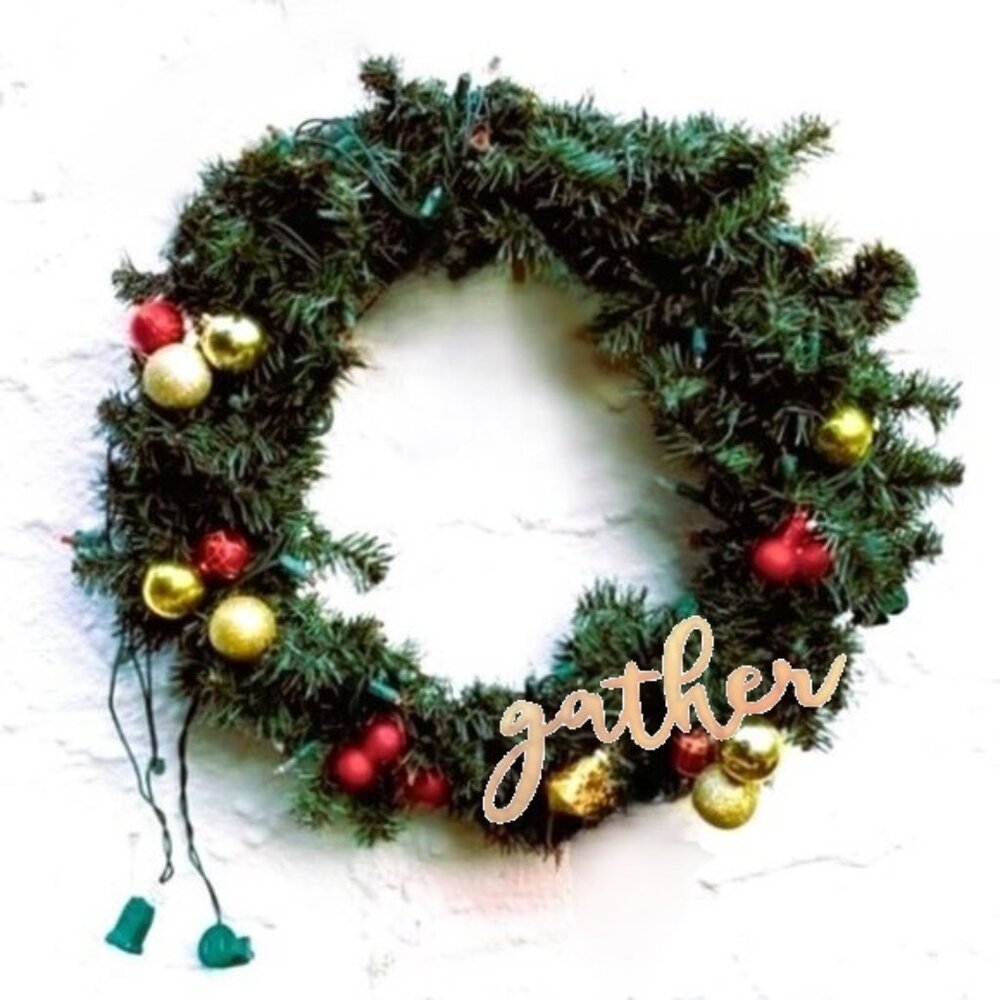Christmas Wreath w/ Ornaments LAST ONE Prelit Option Red AND/OR White Lights